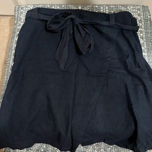 Linen Paper Bag Waist Wrap Skirt